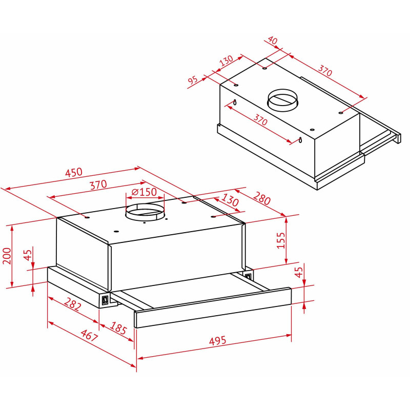 Витяжка Perfelli TL 5212 BL 700 LED