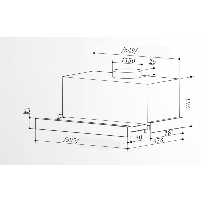 Витяжка Interline SHARK PLUS BL/S A/60