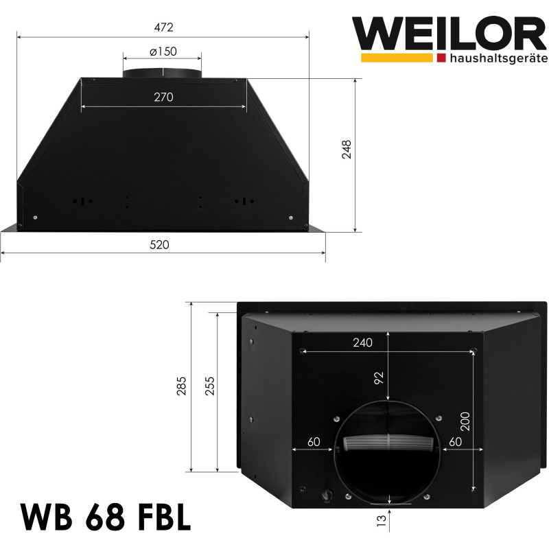 Витяжка WEILOR WB 68 FBL