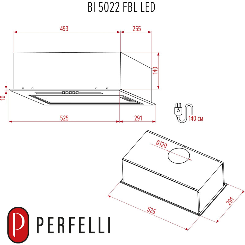 Витяжка PERFELLI BI 5022 FBL LED