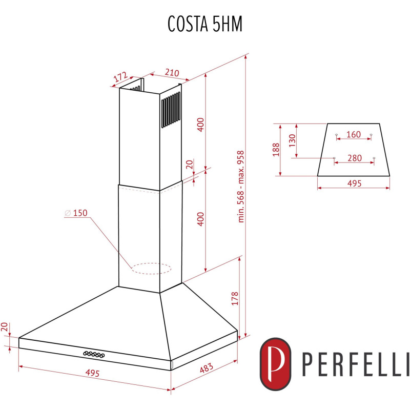 Витяжка PERFELLI COSTA 5HM INOX