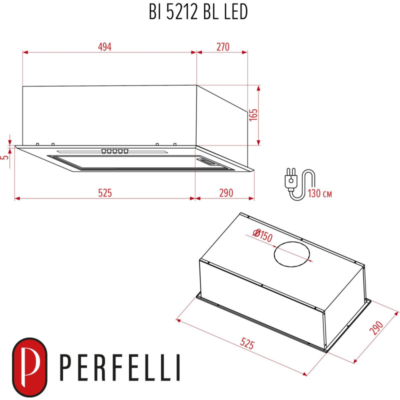 Витяжка PERFELLI BI 5212 BL LED