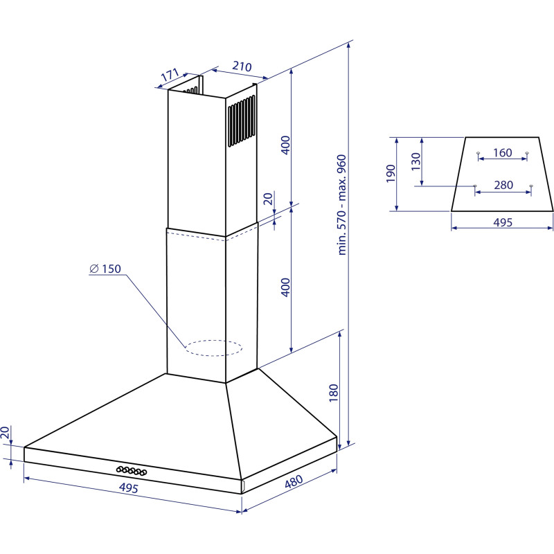 Витяжка Minola HK 5614 I 1000 LED