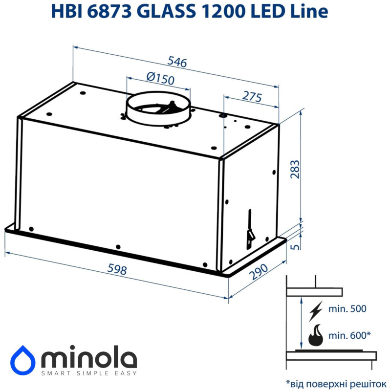 Витяжка Minola HBI 6873 IV GLASS 1200 LED Line