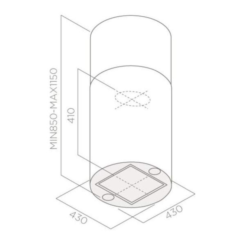 Витяжка ELICA TUBE PRO ISLAND BL MAT/A/43