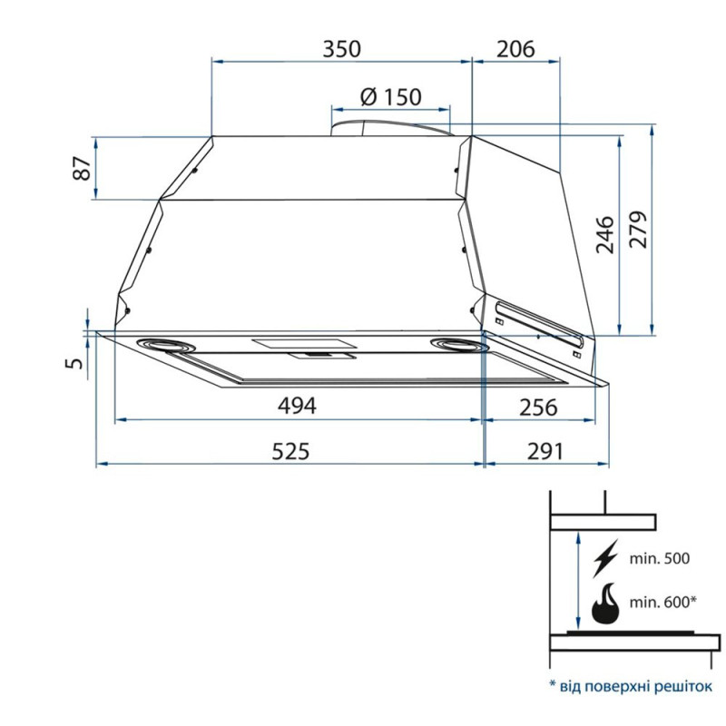 Витяжка Minola HBS 5652 BL 1000 LED
