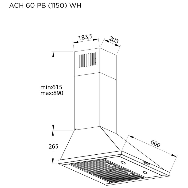 Витяжка Pyramida ACH 60 PB (1150) WH