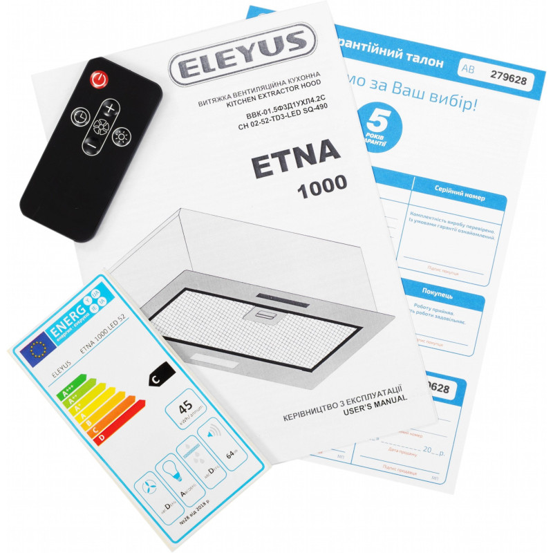 Витяжка ELEYUS ETNA 1000 LED 52 BL