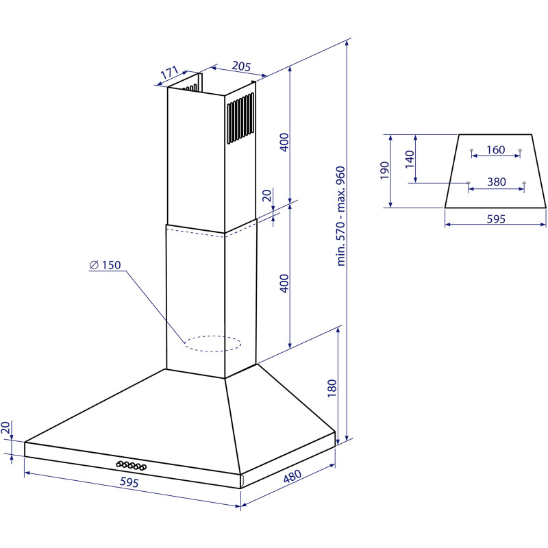 Витяжка Minola HK 6614 I 1000 LED