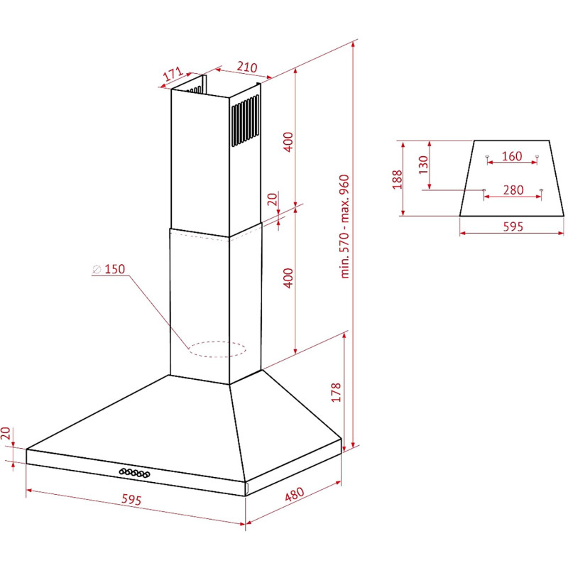 Витяжка PERFELLI K 6210 I 700 LED