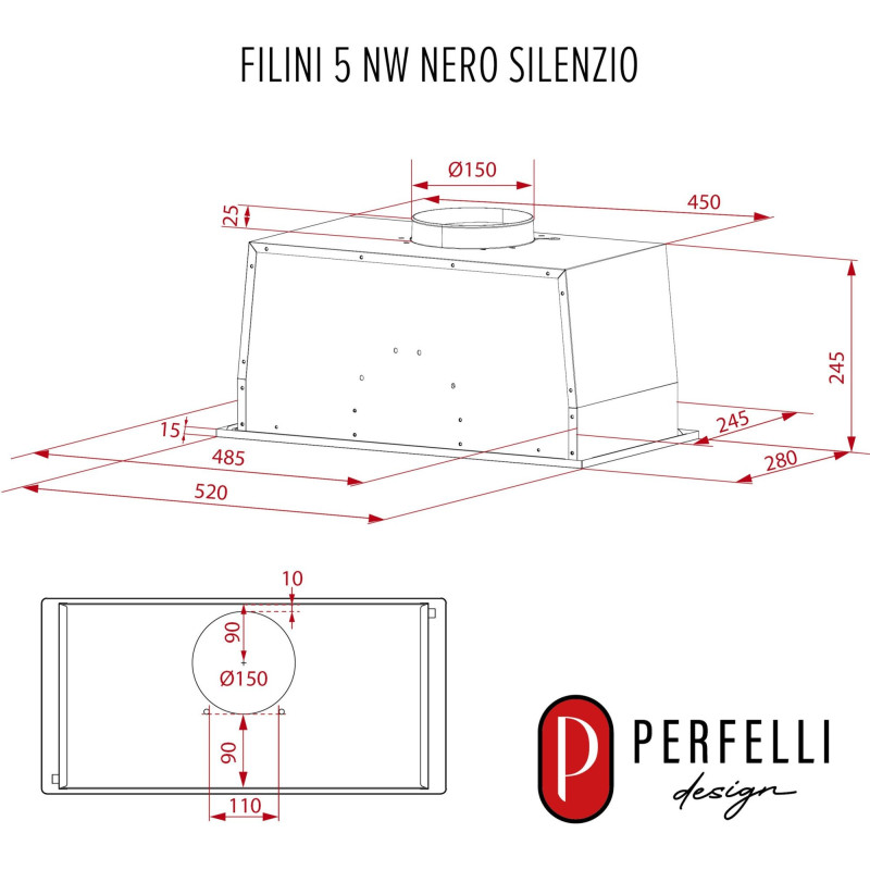 Витяжка PERFELLI DESIGN FILINI 5NW NERO SILENZIO