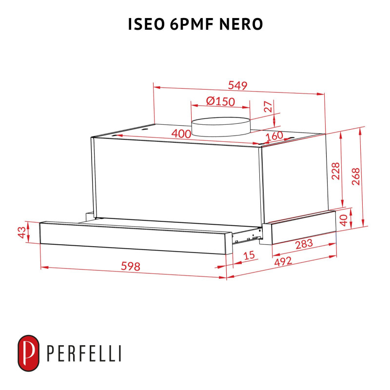 Витяжка PERFELLI ISEO 6PMF NERO