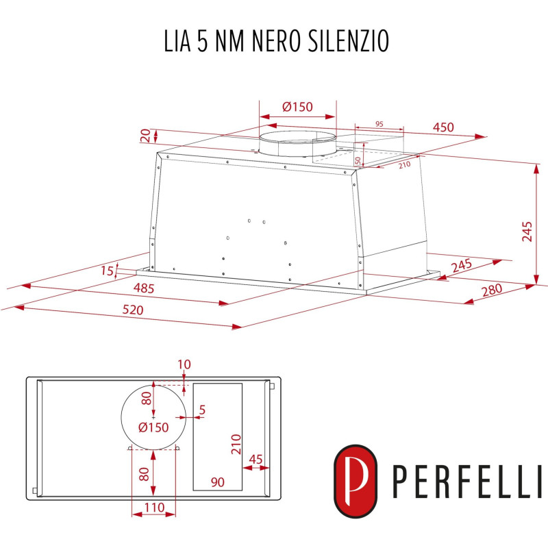 Витяжка PERFELLI LIA 5NM NERO SILENZIO