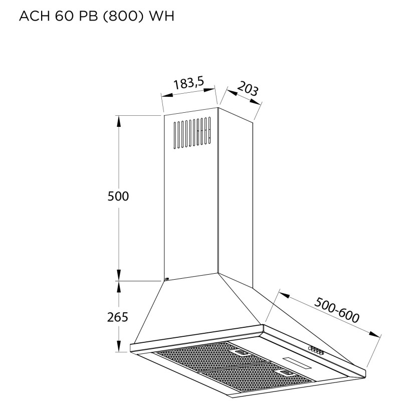 Витяжка Pyramida CH 60 PB (800) WH