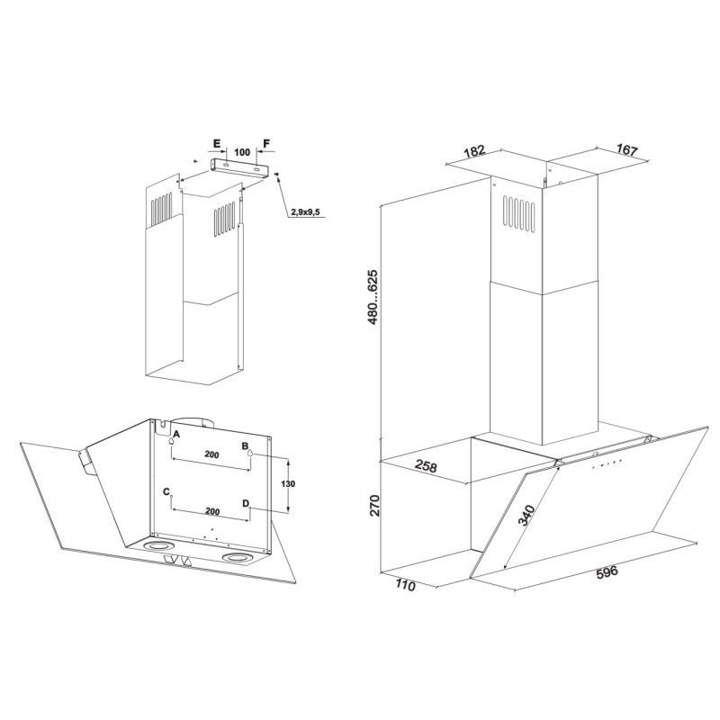 Витяжка ELEYUS CRISTAL 700 LED 60 BL