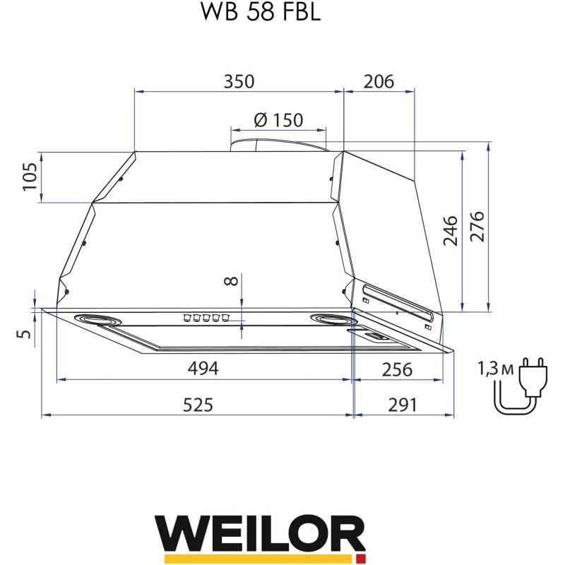 Витяжка WEILOR WB 58 FBL