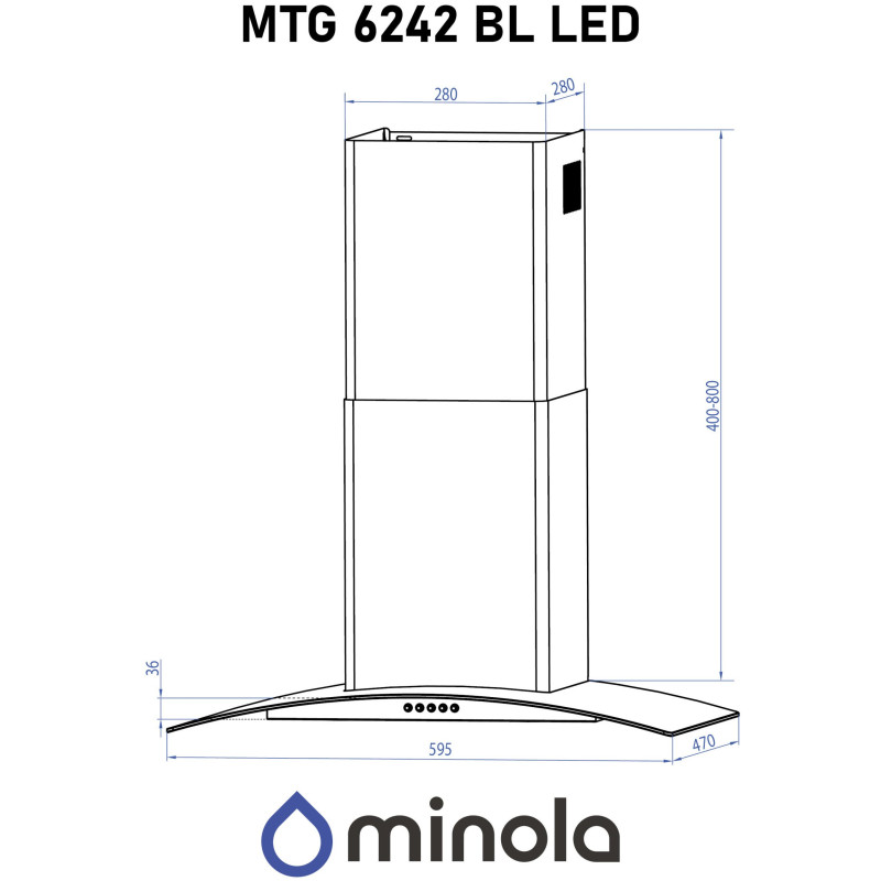 Витяжка Minola MTG 6642 I LED