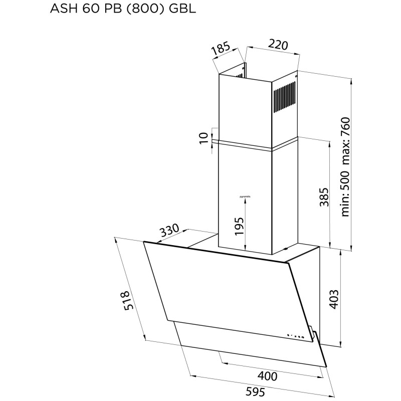 Витяжка Pyramida ASH 60 PB (800) XGBL