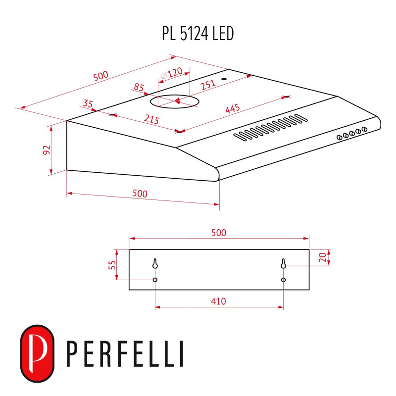 Витяжка Perfelli PL 5124 BL LED