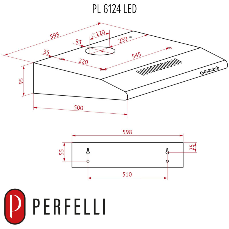 Витяжка Perfelli PL 6124 BL LED
