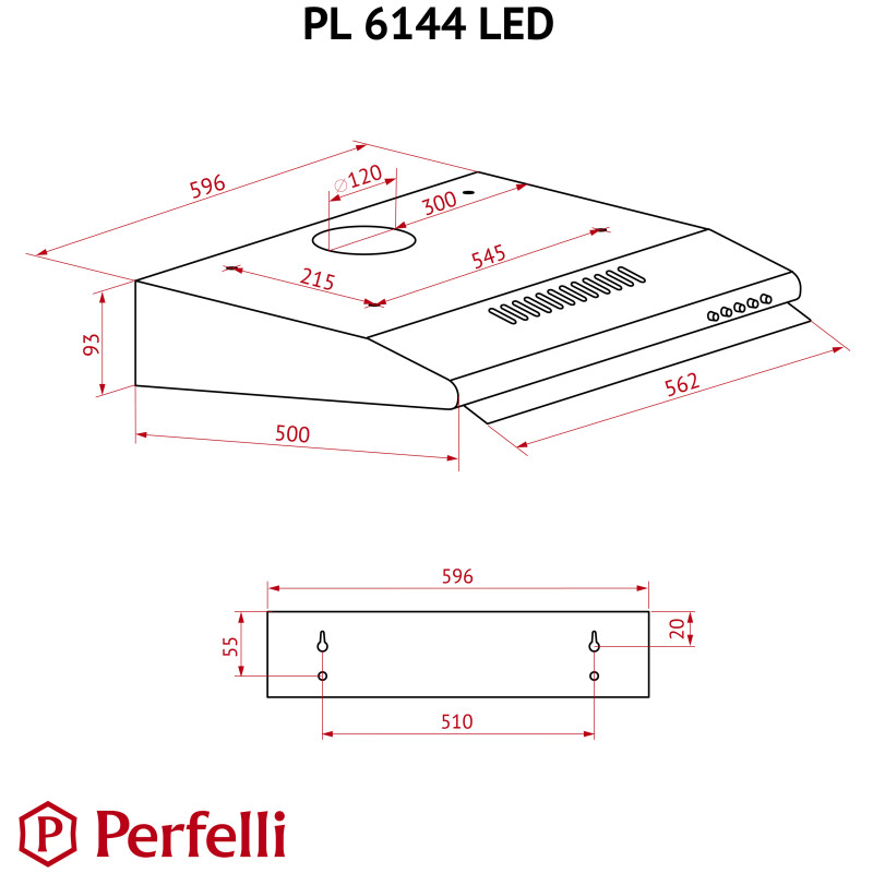 Витяжка PERFELLI PL 6144 BR LED
