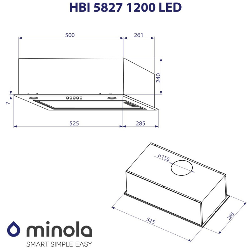 Витяжка Minola HBI 5323 I 800 LED