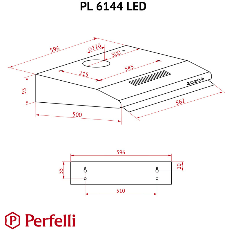 Витяжка PERFELLI PL 6144 W LED