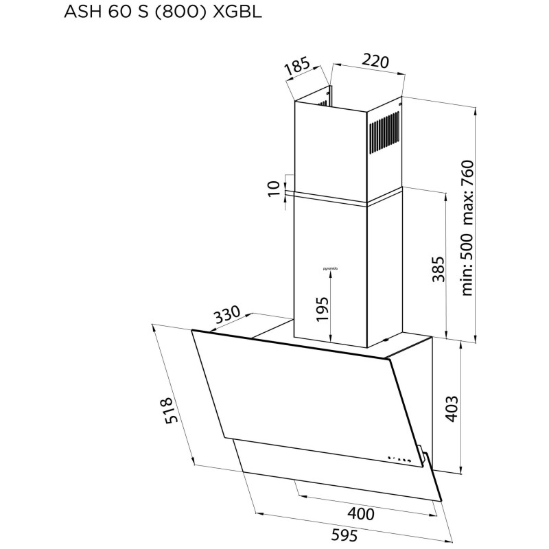 Витяжка Pyramida ASH 60 S (800) GIV