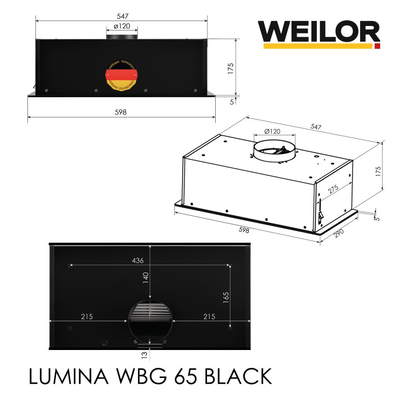 Витяжка Weilor LUMINA WBG 65 BLACK
