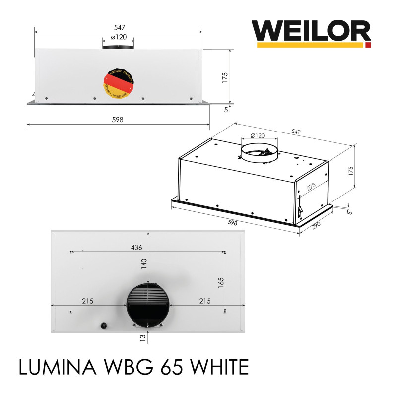 Витяжка Weilor LUMINA WBG 65 WHITE