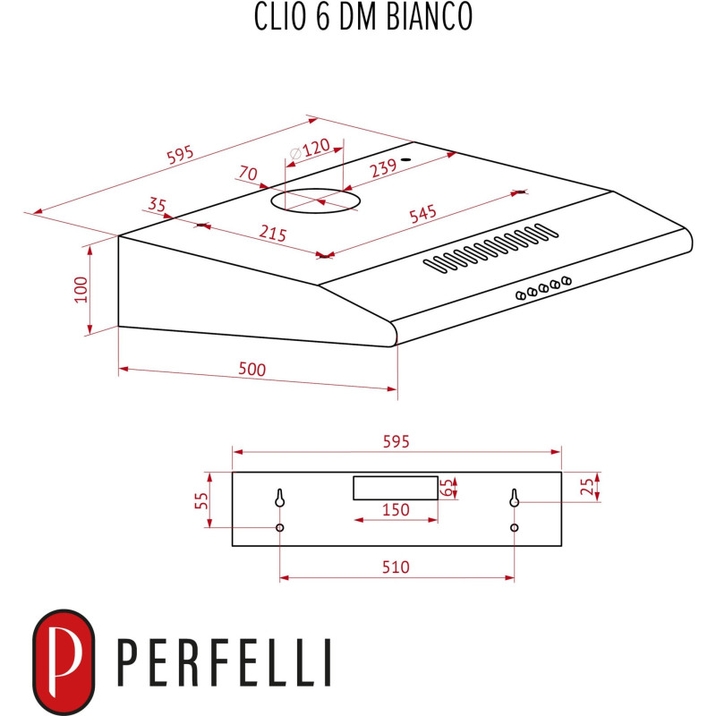 Витяжка PERFELLI CLIO 6DM BIANCO