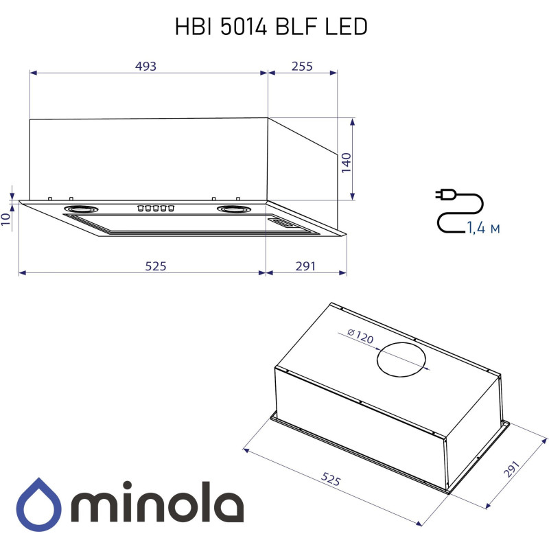 Витяжка Minola HBI 5014 BLF LED