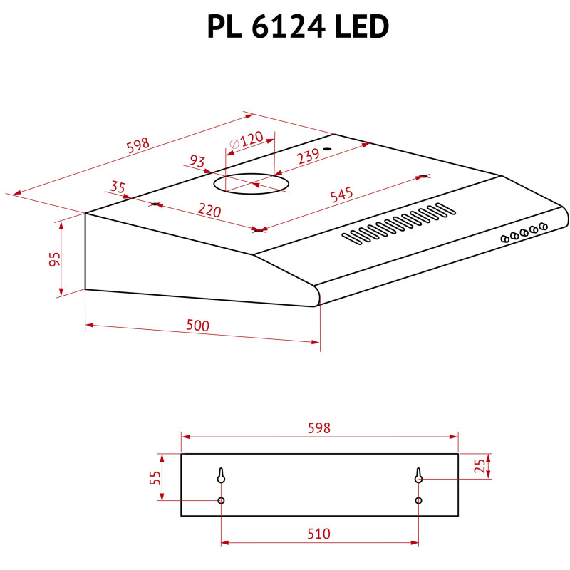 Витяжка Perfelli PL 6124 WH LED
