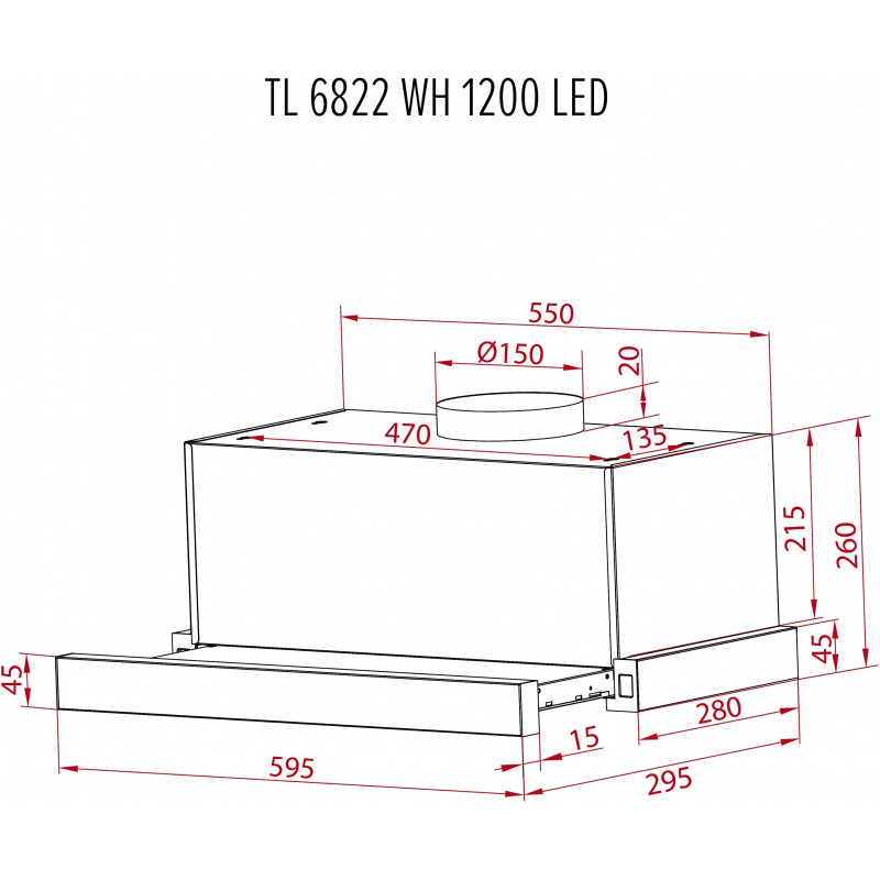 Витяжка PERFELLI TL 6822 WH 1200 LED