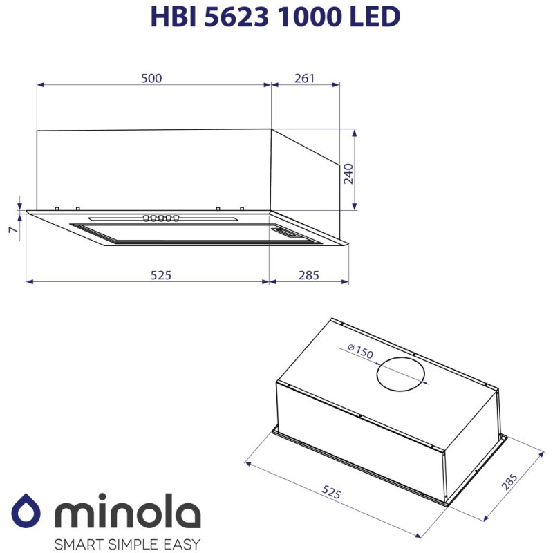 Витяжка Minola HBI 5623 I 1000 LED