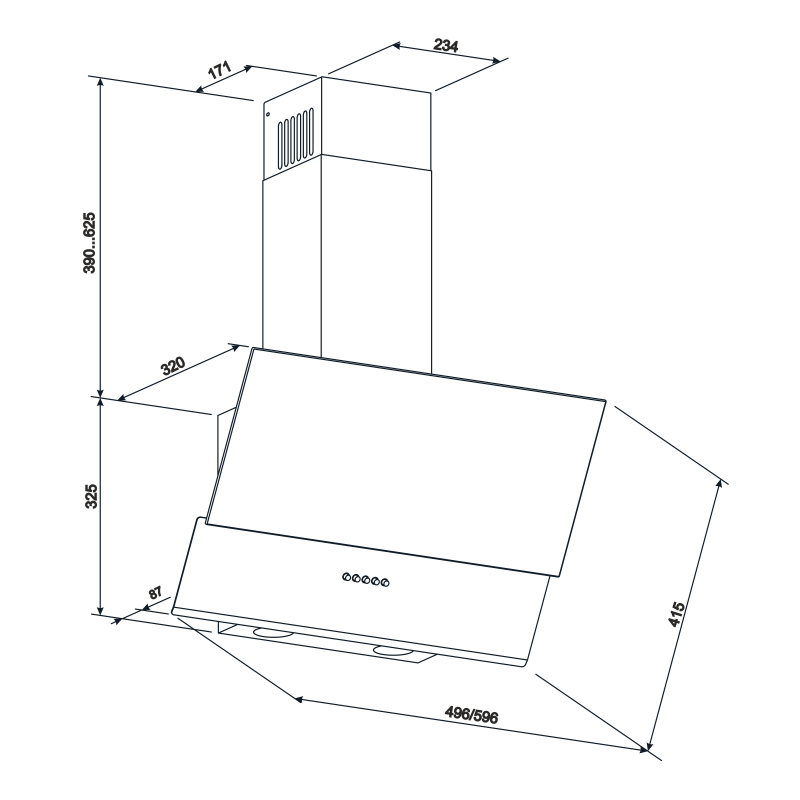 Похила витяжка ELEYUS Della 700 50 IS+BL