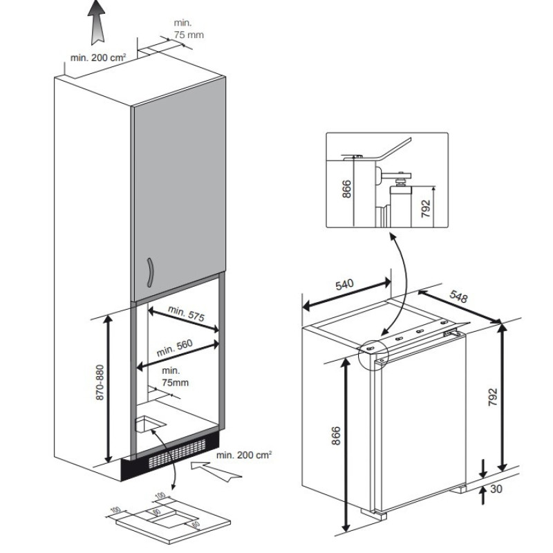 Вбудований холодильник Beko B 1752 HCA+