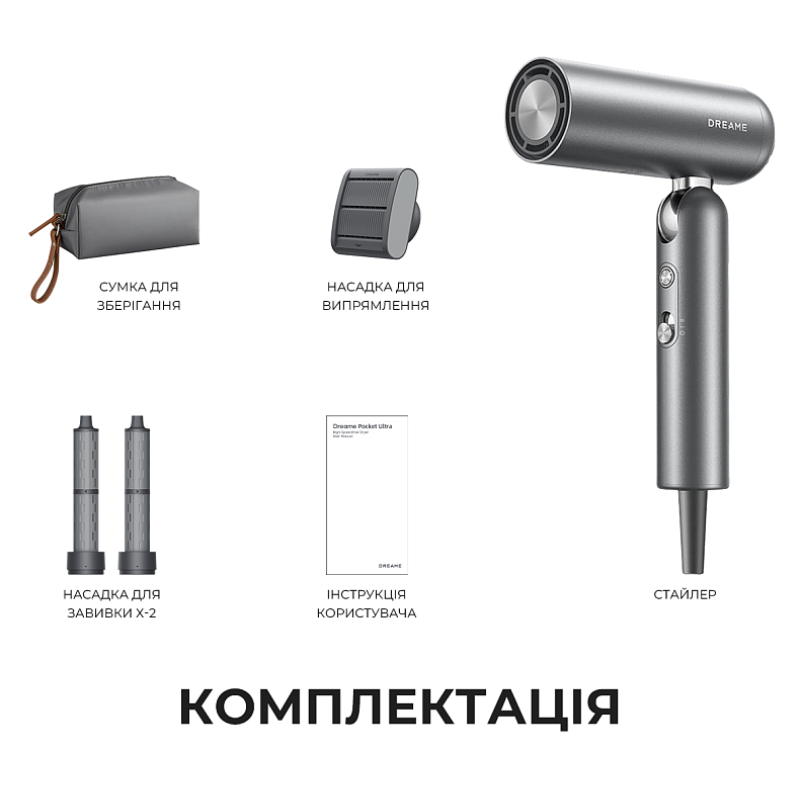 Фен Dreame Pocket Pro 3in1 Grey (AHD51PRO_G)