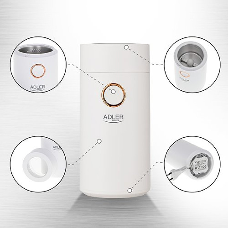 Кавомолка Adler AD 4446 white gold