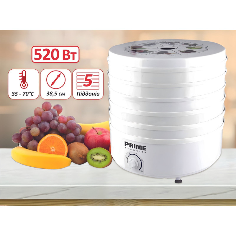 Сушка для фруктів та овочів PRIME Technics PFD 502 W