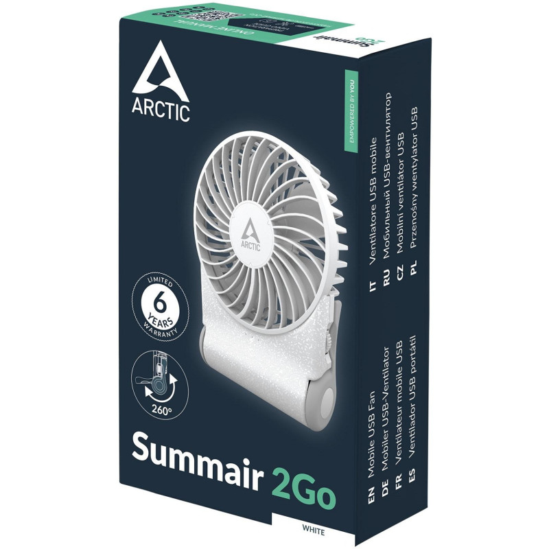 Вентилятор портативний ARCTIC USB-C SUMMAIR 2GO White (AEBRZ00029A)