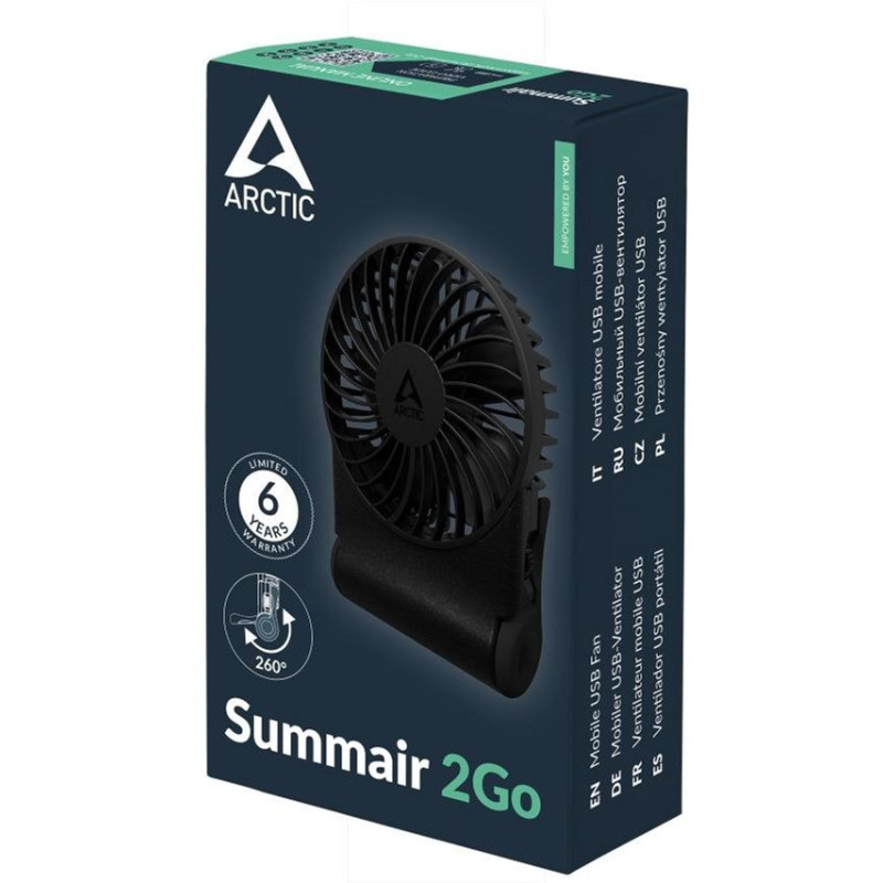 Вентилятор портативний ARCTIC USB-C SUMMAIR 2GO Black (AEBRZ00027A)