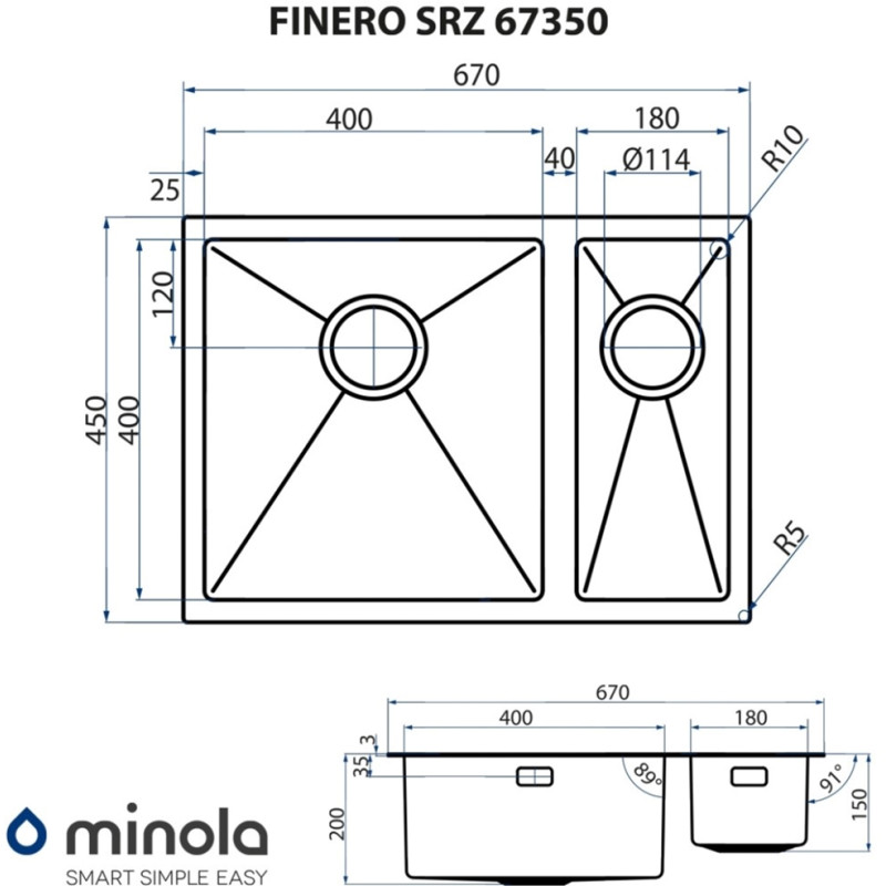 Кухонна мийка Minola FINERO SRZ 67350