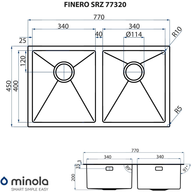 Кухонна мийка Minola FINERO SRZ 77320