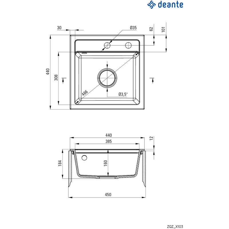 Кухонна мийка Deante Zorba Графіт (ZQZ 2103)
