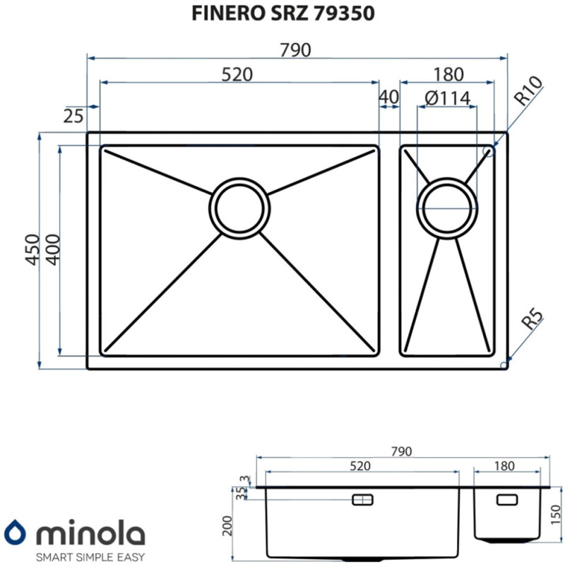 Кухонна мийка Minola FINERO SRZ 79350