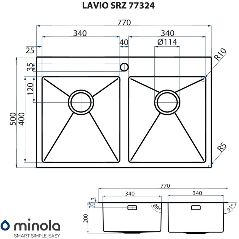 Кухонна мийка Minola LAVIO SRZ 77324