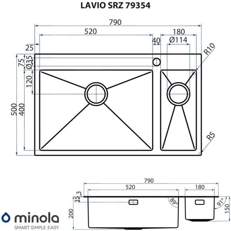 Кухонна мийка Minola LAVIO SRZ 79354