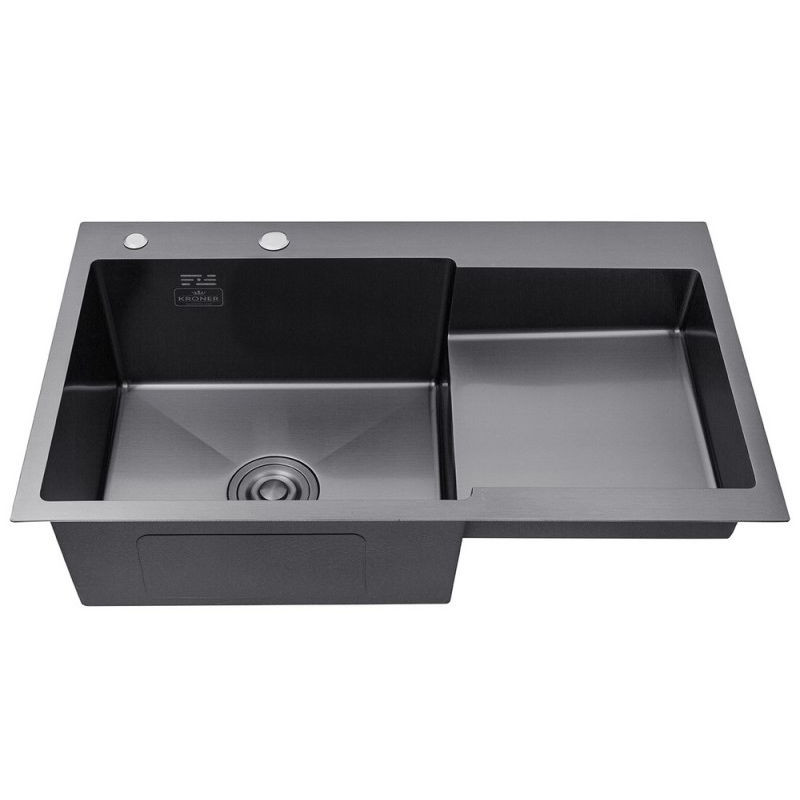 Кухонна раковина Kroner KRP Schwarze - 7848LHM PVD (3,0/1,0 мм)