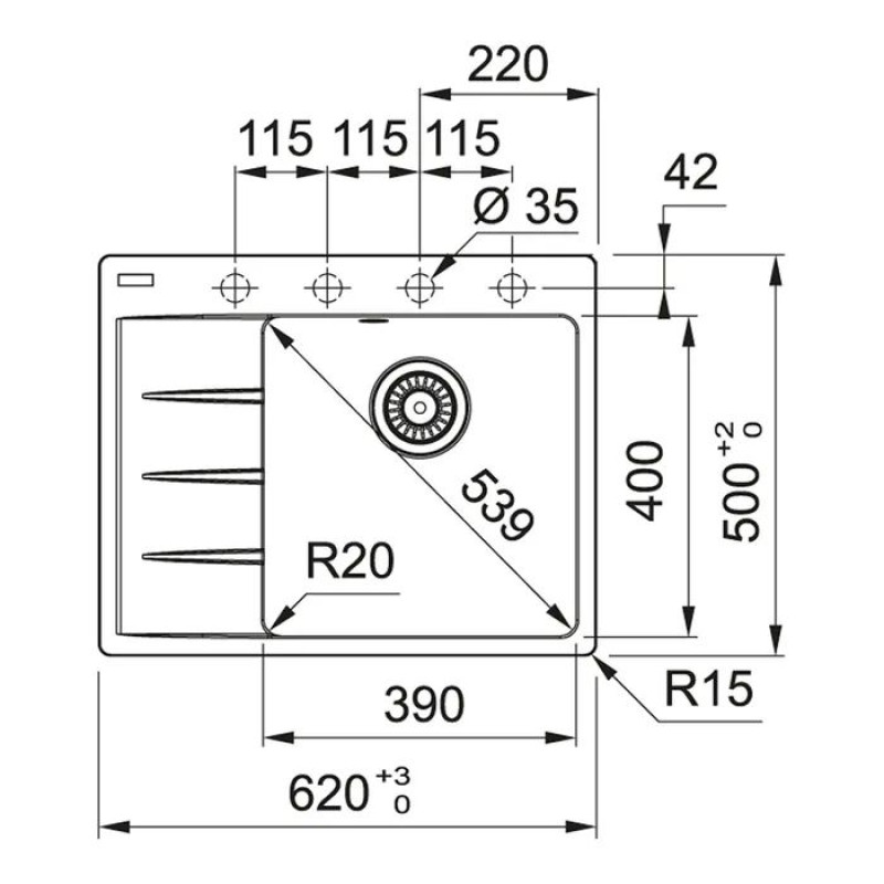 Мийка кухонна Franke Centro CNG 611-62 TL сірий камінь (114.0630.461)
